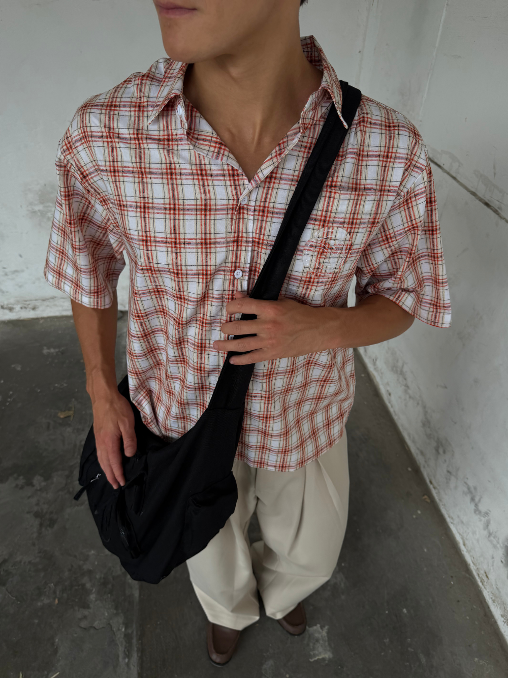 Cloud Check Shirt Orange/White