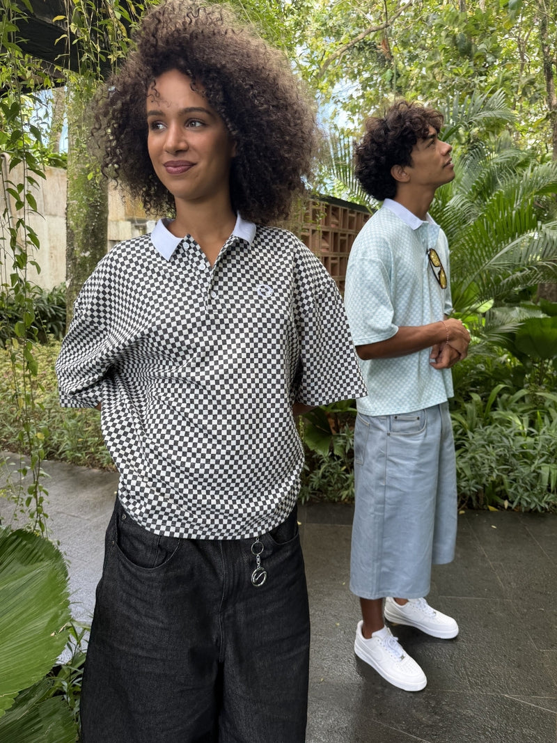 Checkered Polo Blue/White
