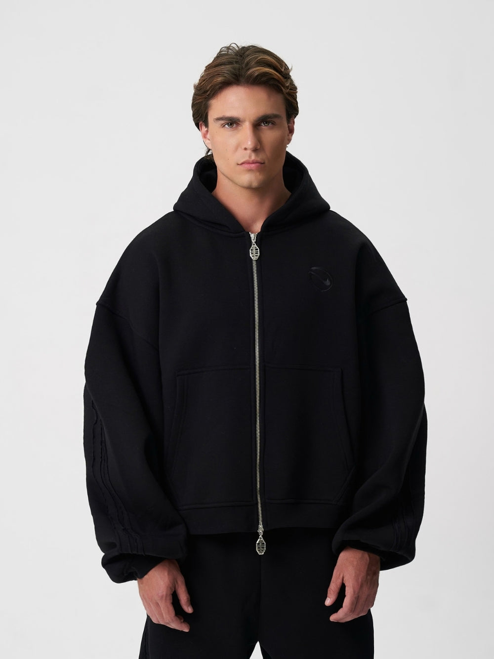 ATTODE Rail Zip Hoodie Black - Premium Fleece Zip Hoodie