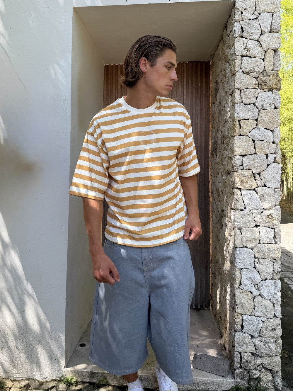 Striped T-Shirt Mustard/Ecru