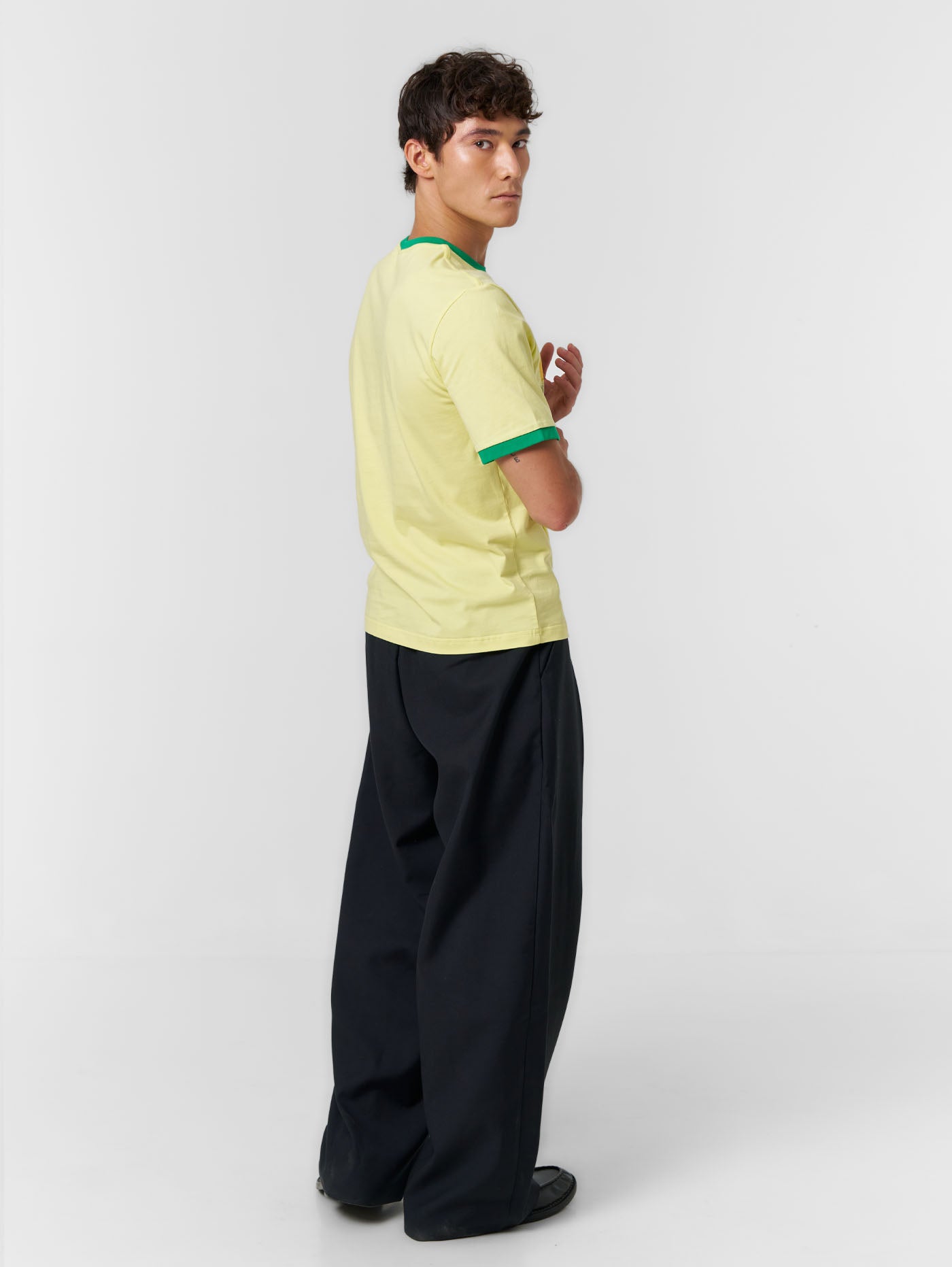 Fitted Cuff T-shirt Yellow/White