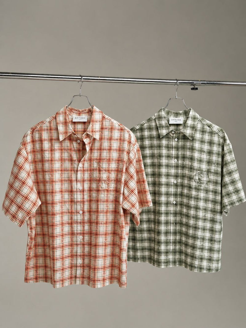 Cloud Check Shirt Green/White - ATTODE