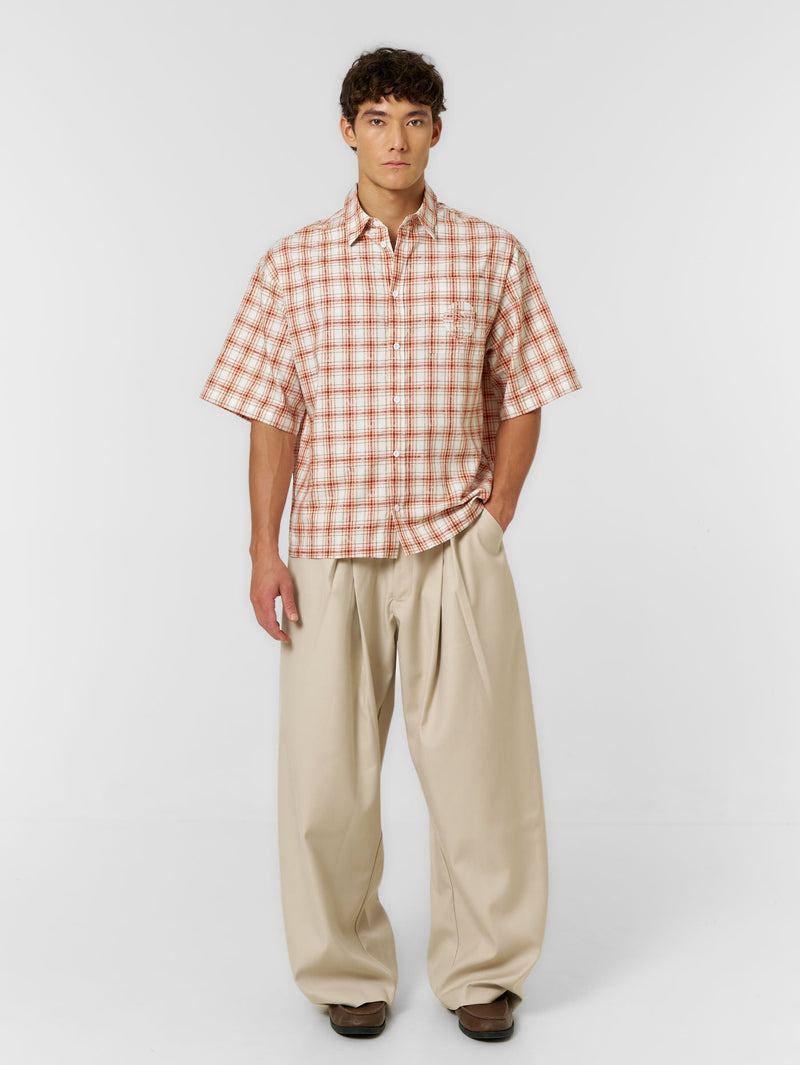 Cloud Check Shirt Orange/White - ATTODE
