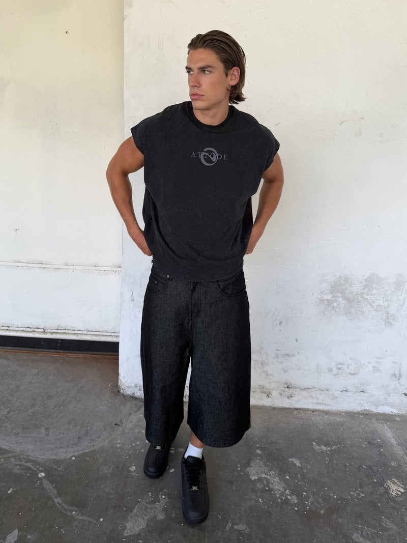 Cut Off T-Shirt Washed Black - ATTODE