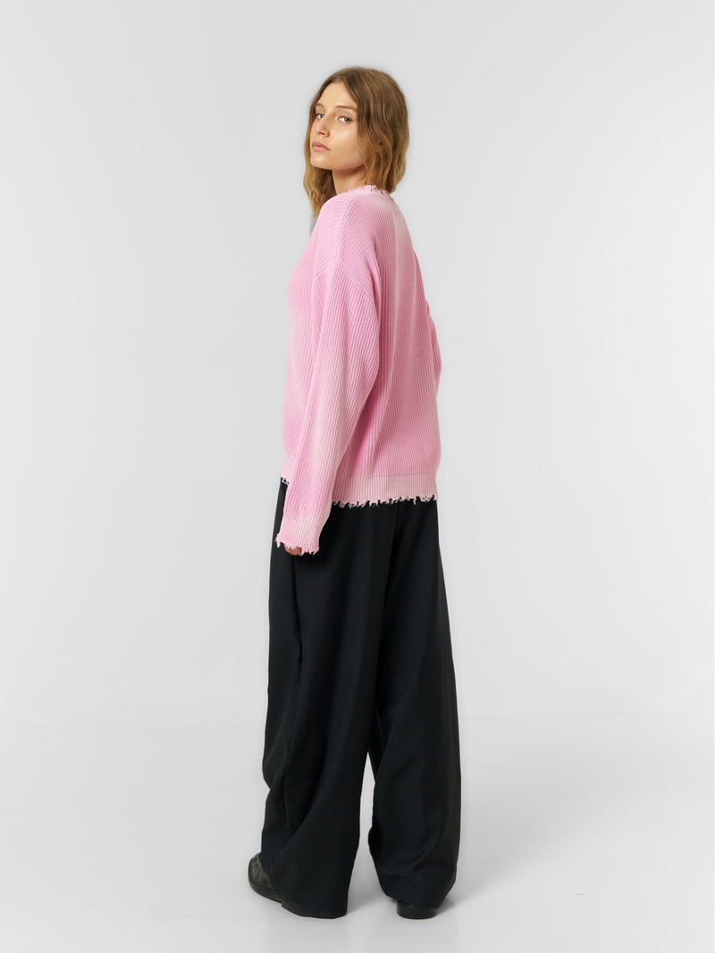 Distressed Knit Jumper Washed Pink - ATTODE