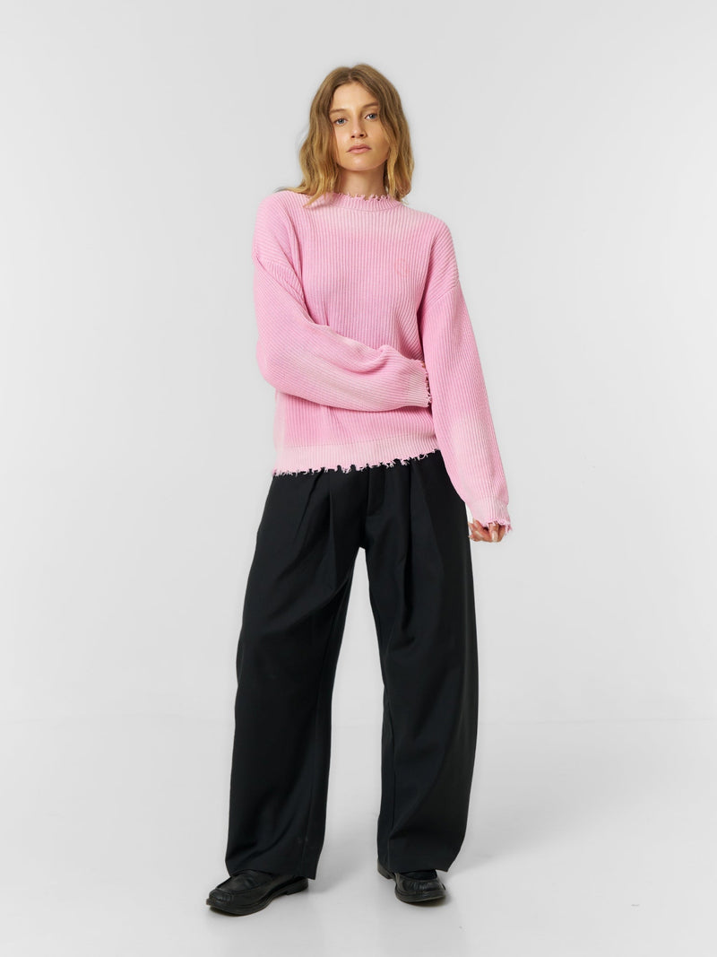 Distressed Knit Jumper Washed Pink - ATTODE