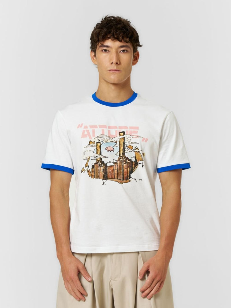 Fitted Cuff T-shirt White/Blue - ATTODE