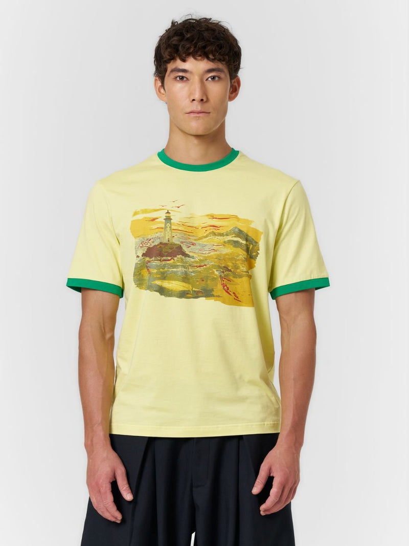 Fitted Cuff T-shirt Yellow/White - ATTODE