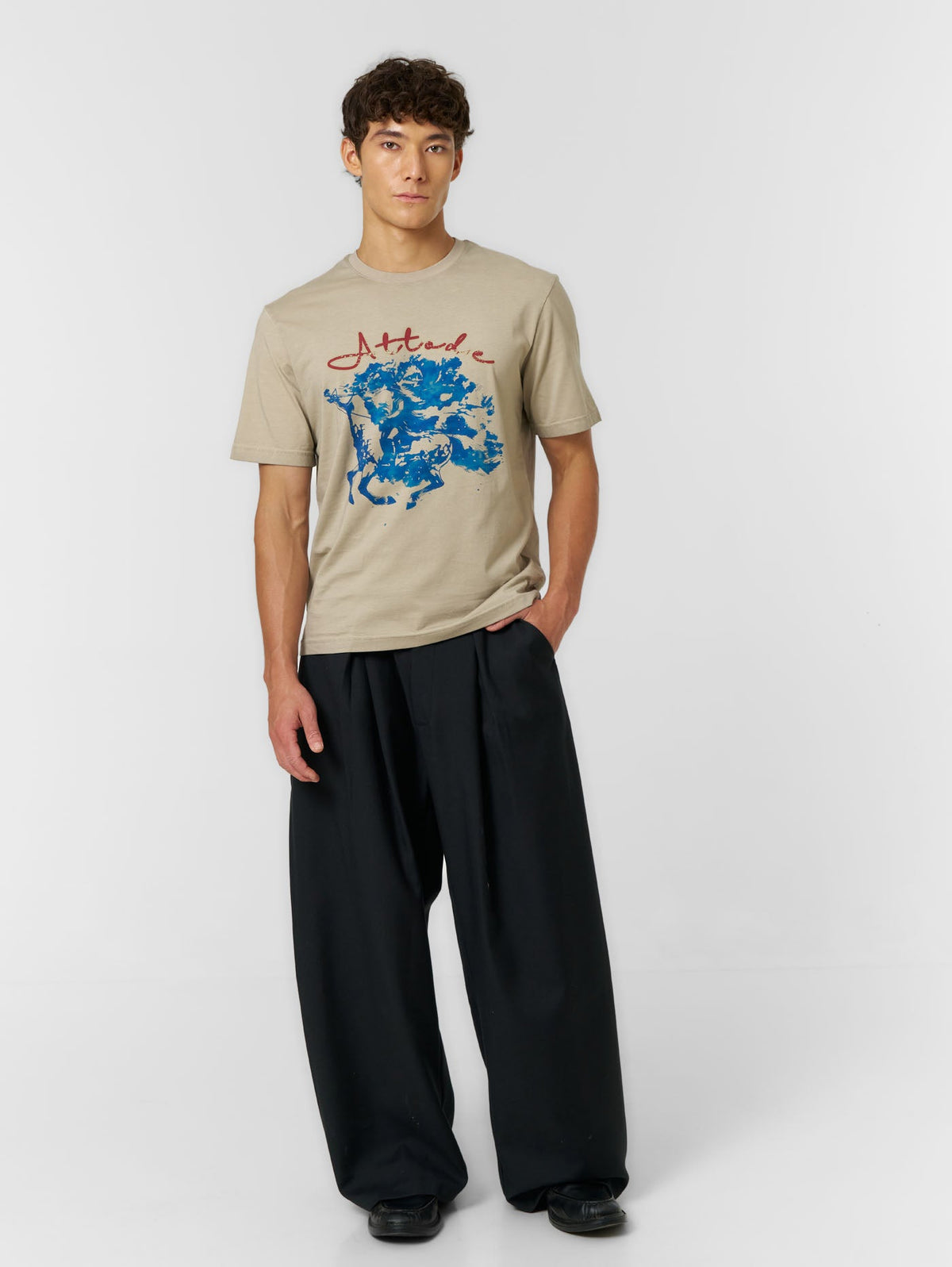 Fitted Vintage T-shirt Washed Sand - ATTODE