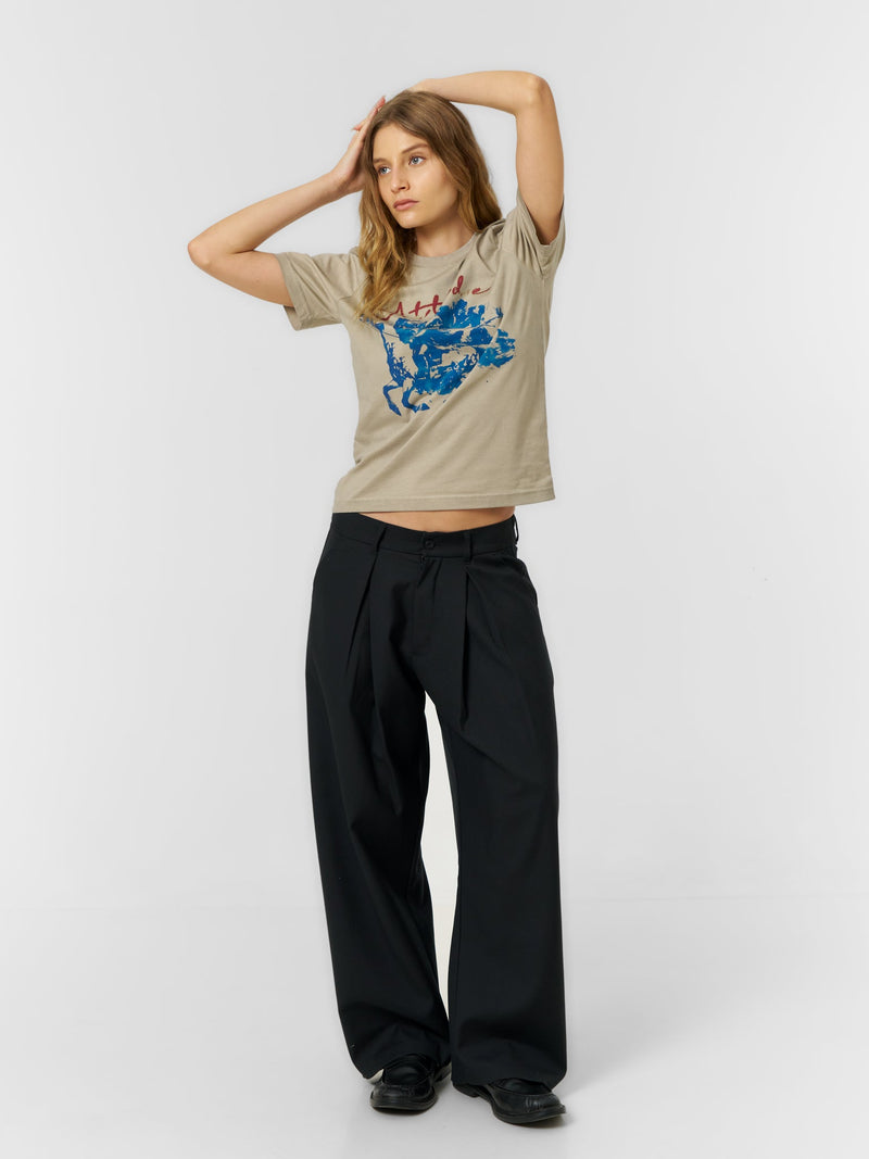 Fitted Vintage T-shirt Washed Sand - ATTODE