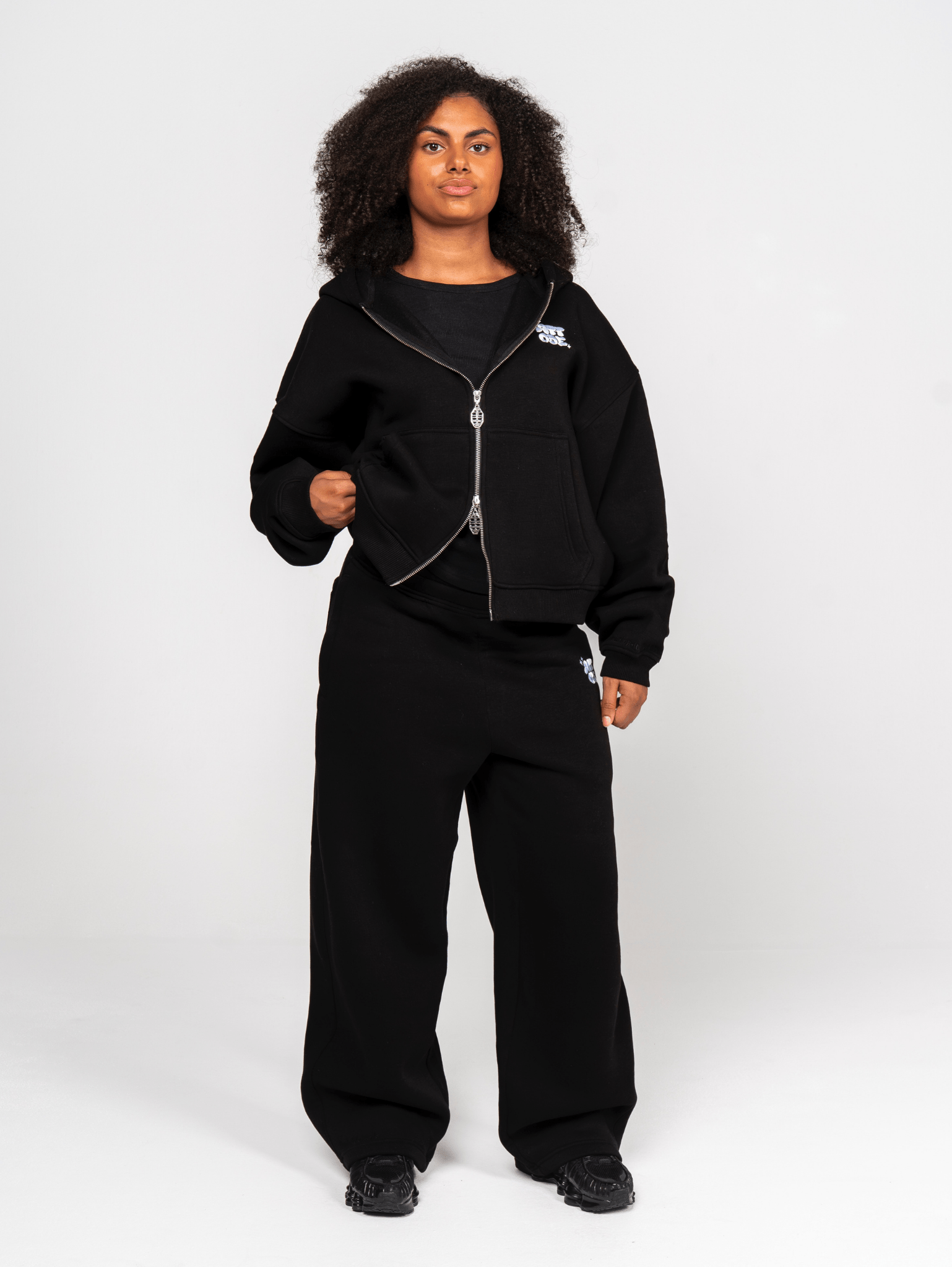 Fluff Wide Leg Sweatpants Black - ATTODE