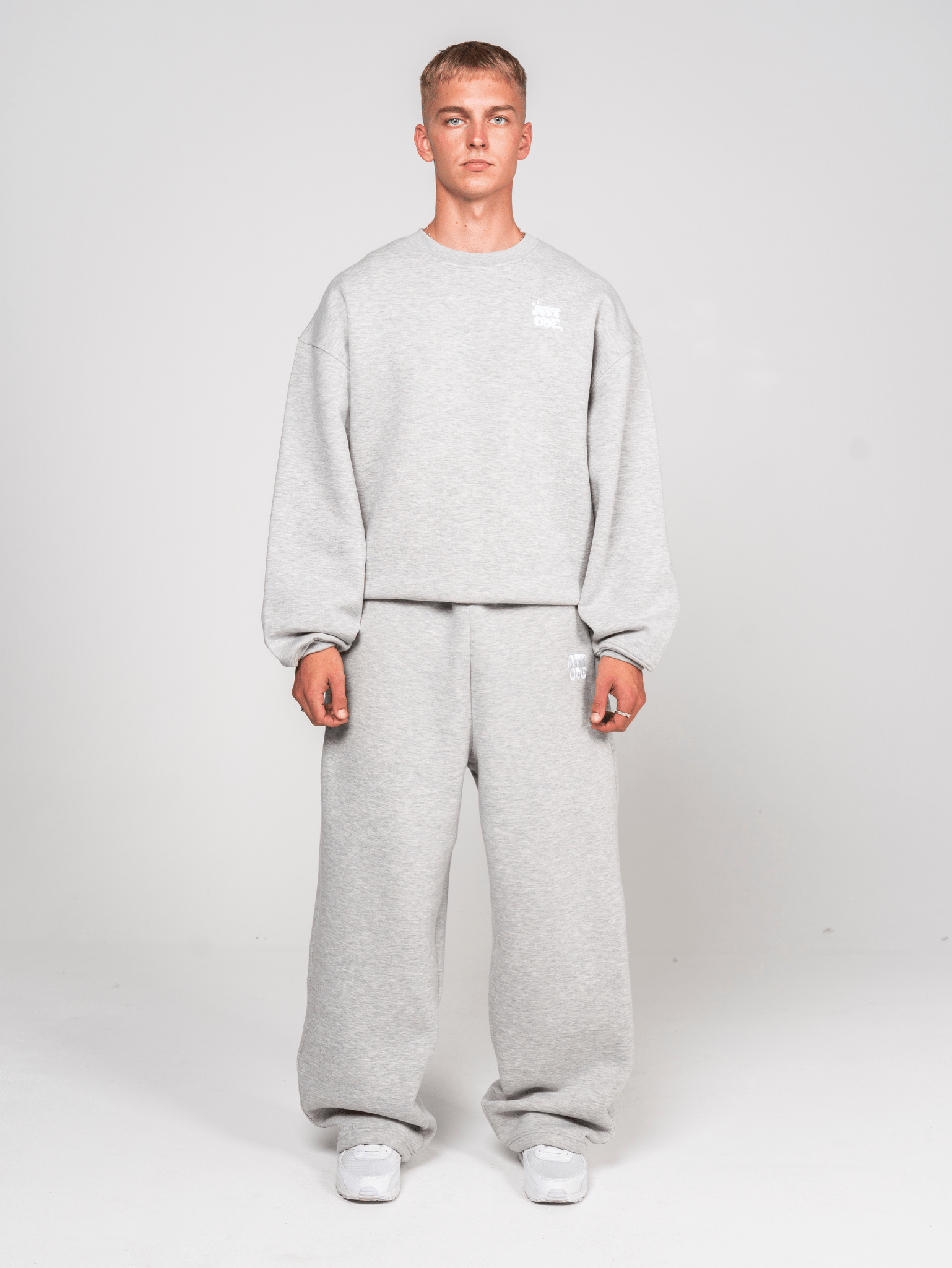 Fluff Wide Leg Sweatpants Grey Marl - ATTODE