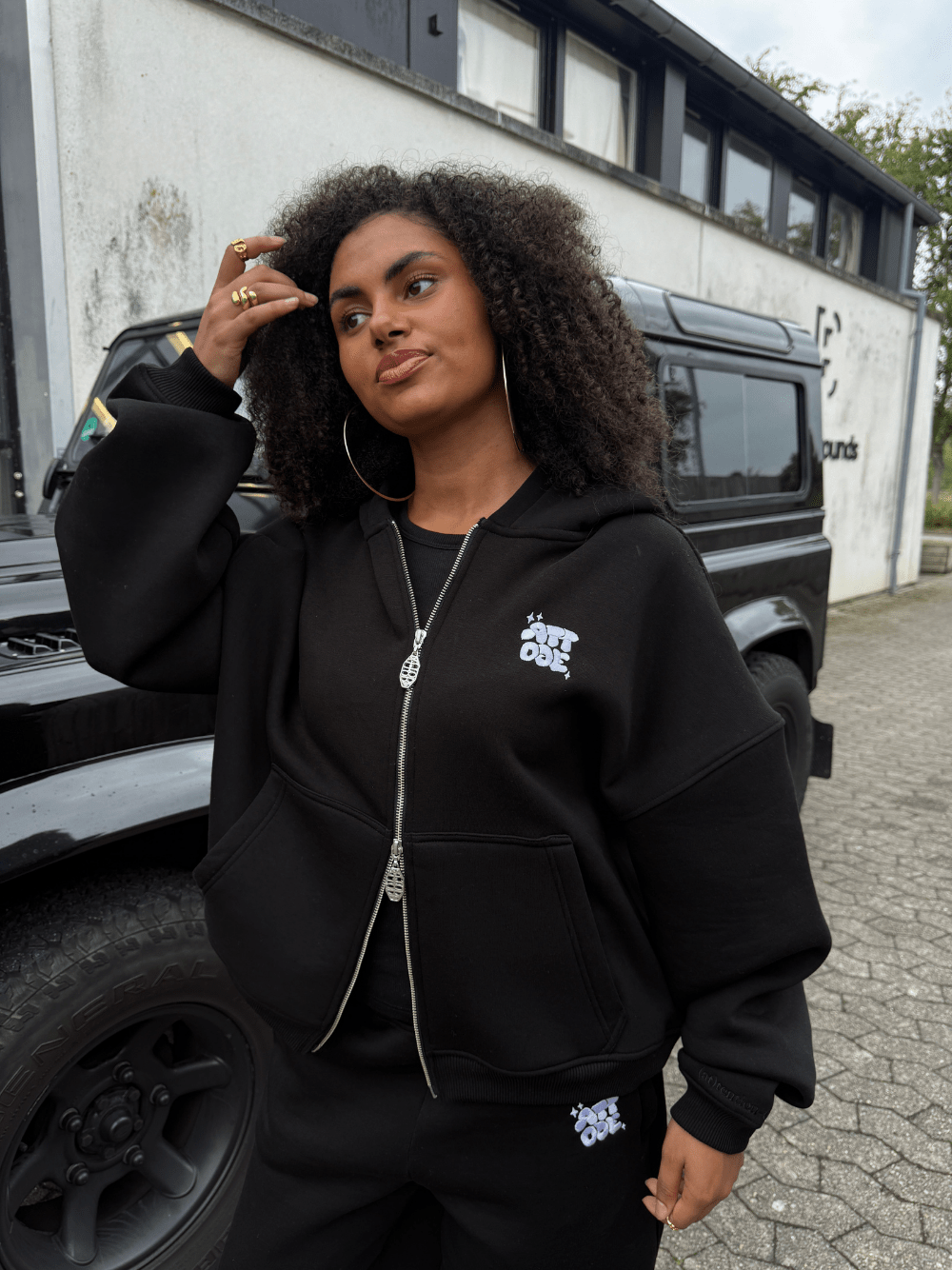 Fluff Zip Hoodie Black - ATTODE