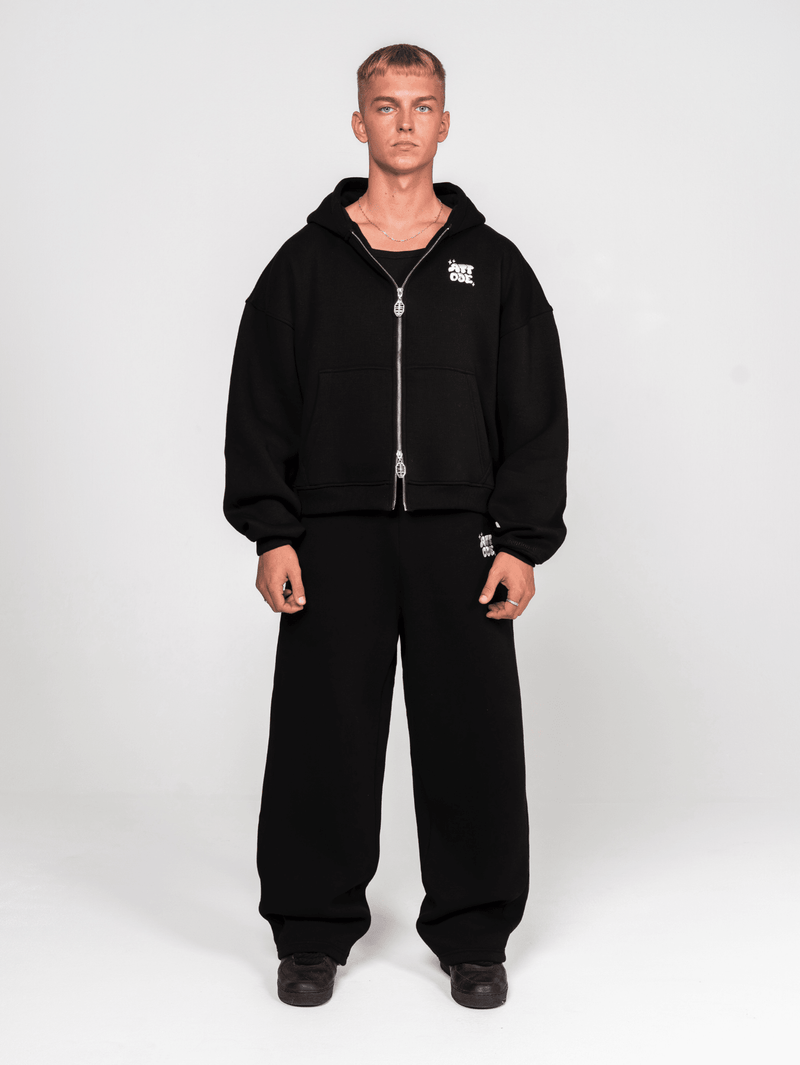 Fluff Zip Hoodie Black - ATTODE