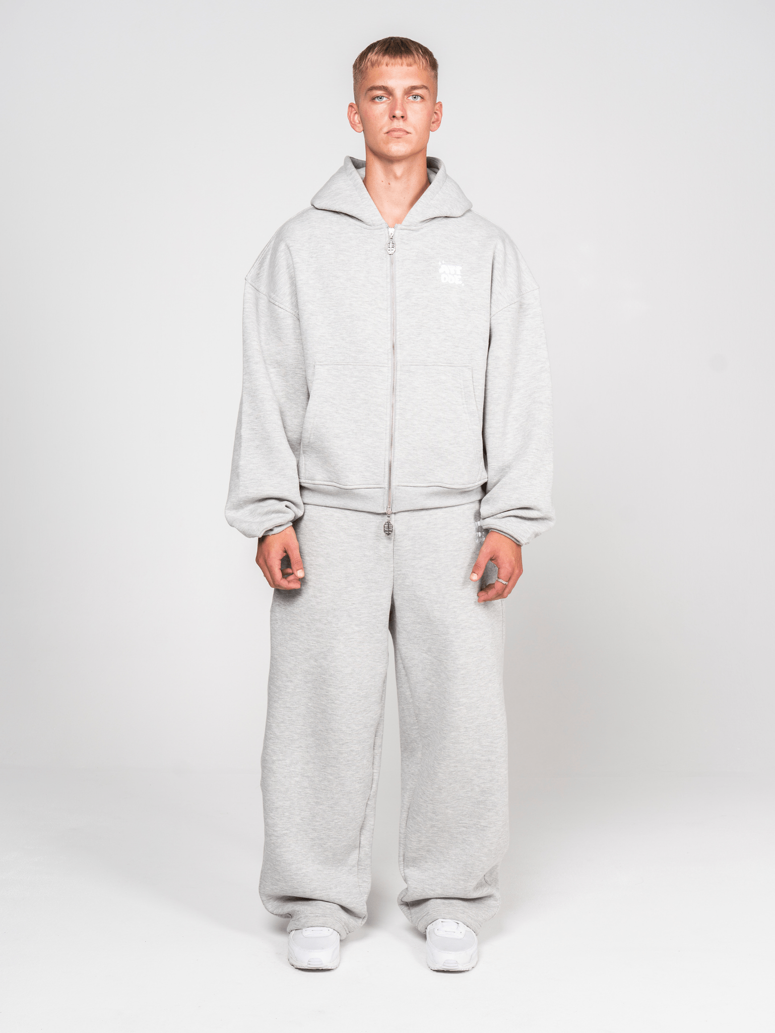 Fluff Zip Hoodie Grey Marl - ATTODE