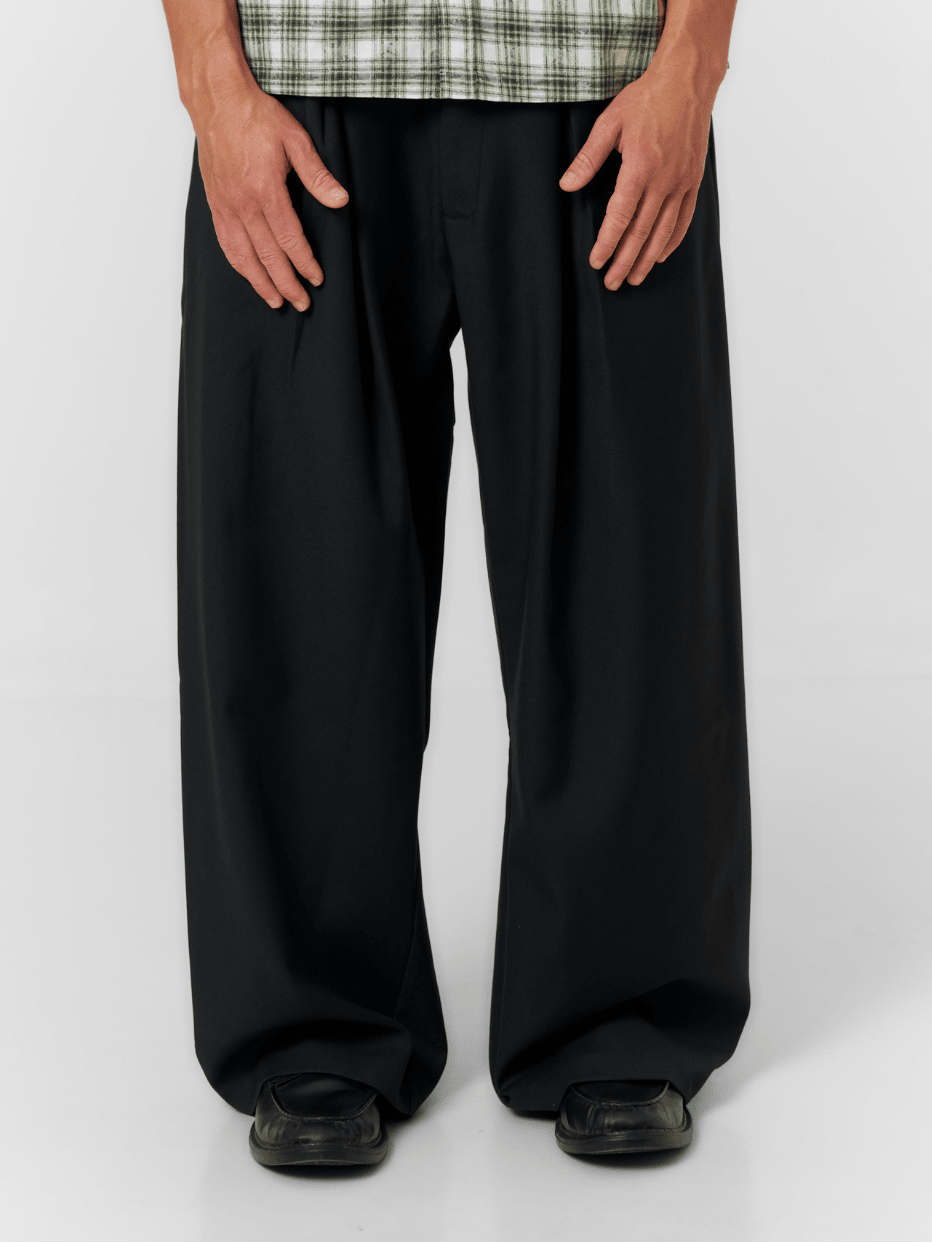 Korean Pleated Suit Pants Black - ATTODE