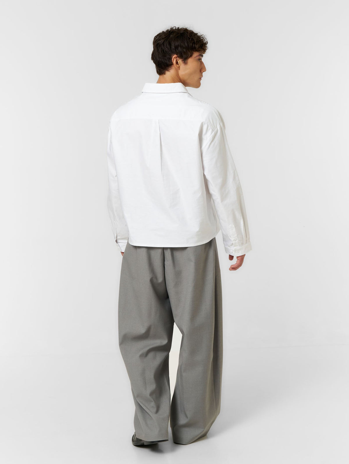 Korean Pleated Suit Pants Grey - ATTODE