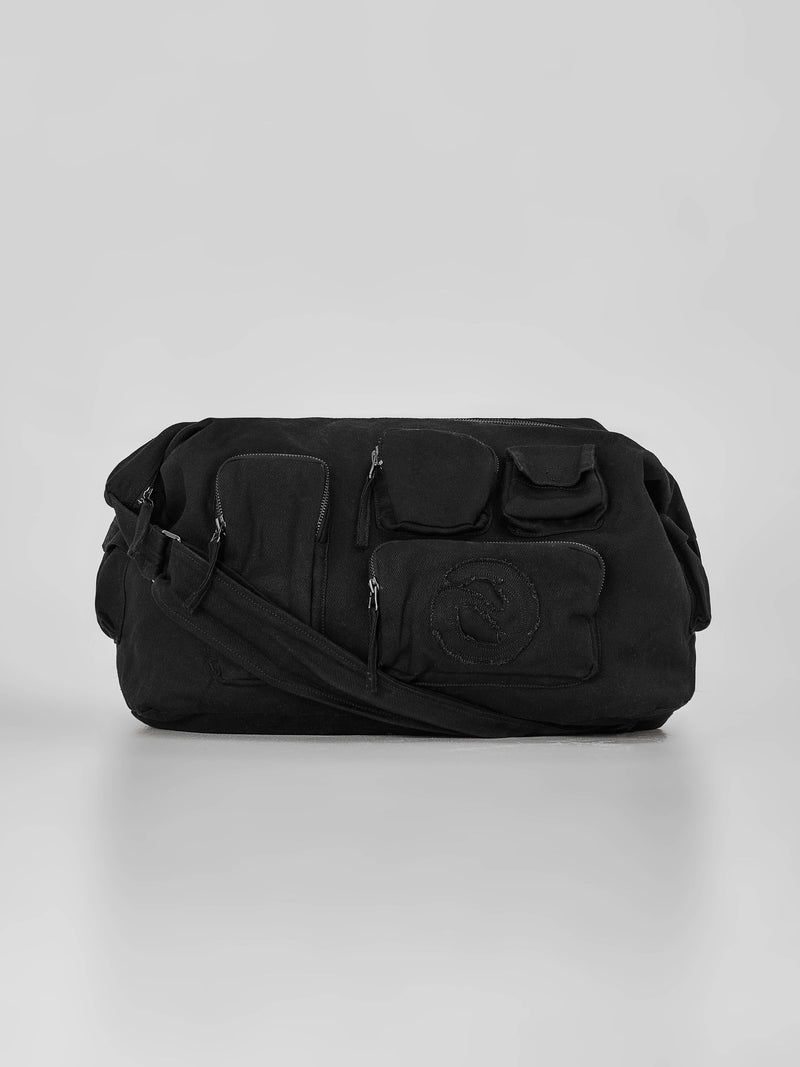 Multipocket Canvas Sling Bag Black - ATTODE