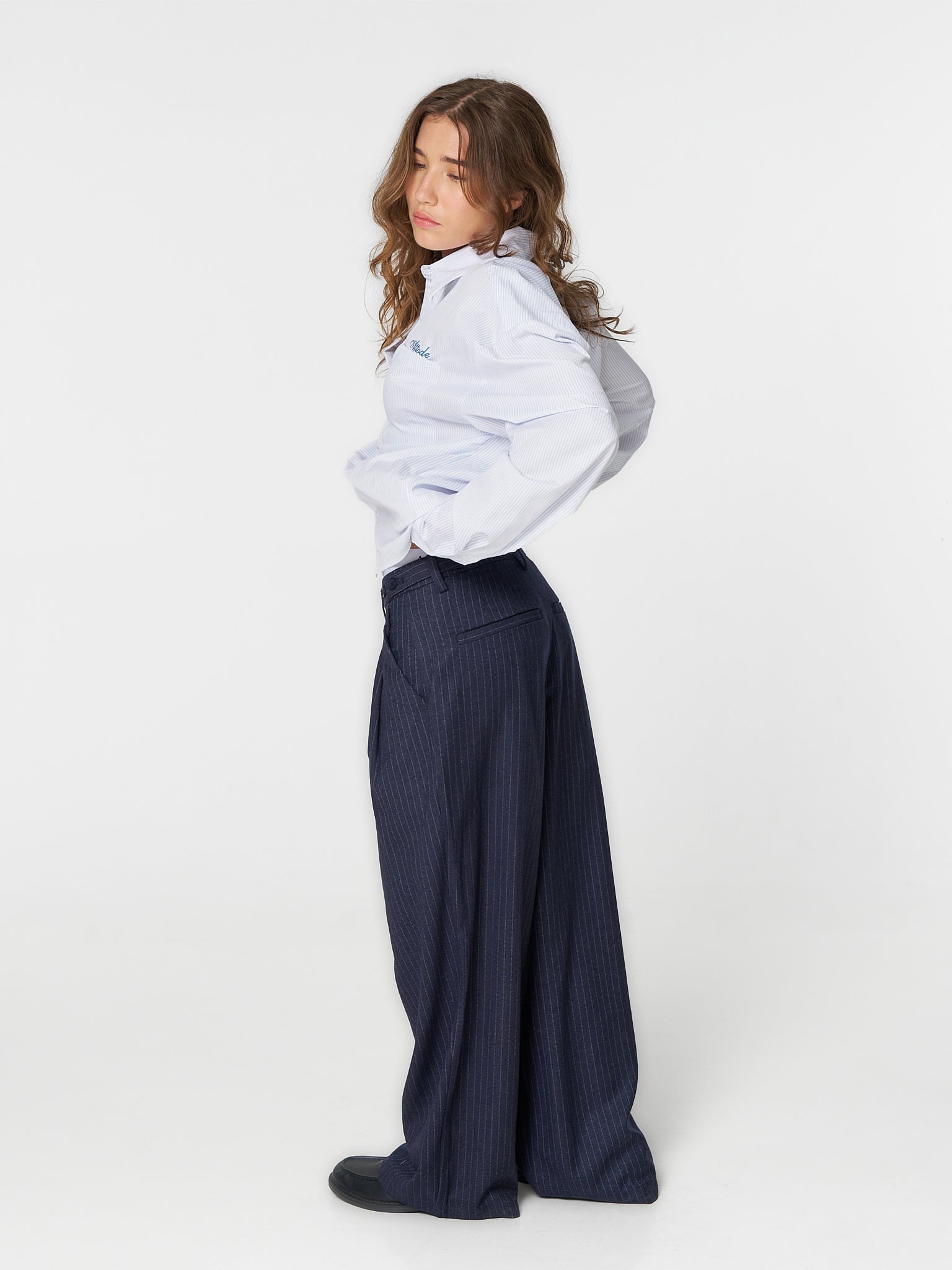 Pinstriped Shirt White/Blue - ATTODE