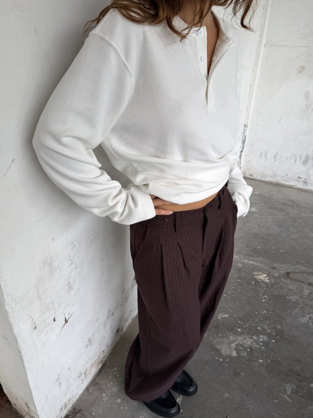 Pinstriped Suit Pants Brown - ATTODE