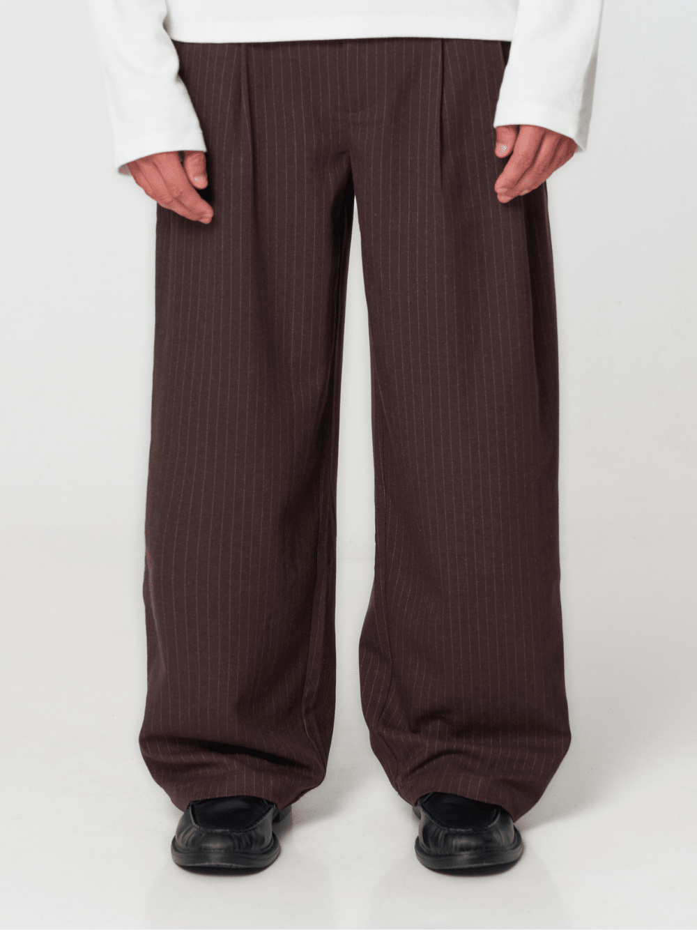 Pinstriped Suit Pants Brown - ATTODE
