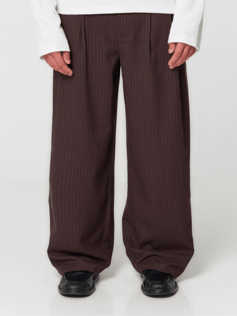 Pinstriped Suit Pants Brown - ATTODE