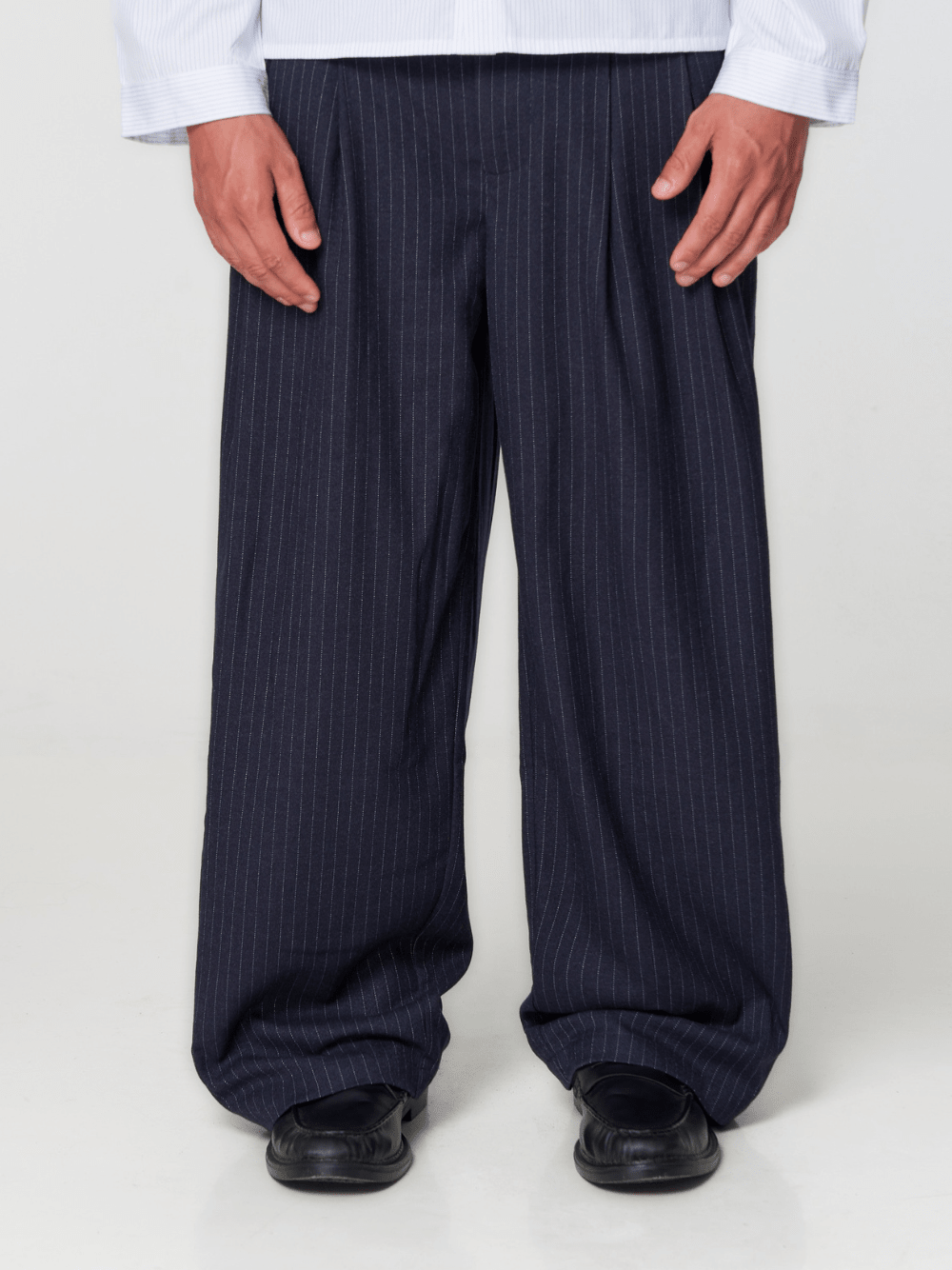 Pinstriped Suit Pants Navy - ATTODE