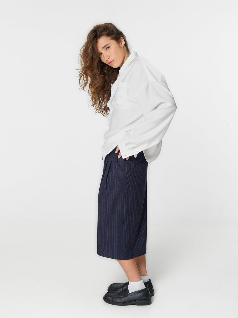 Pinstriped Suit Shorts Navy - ATTODE