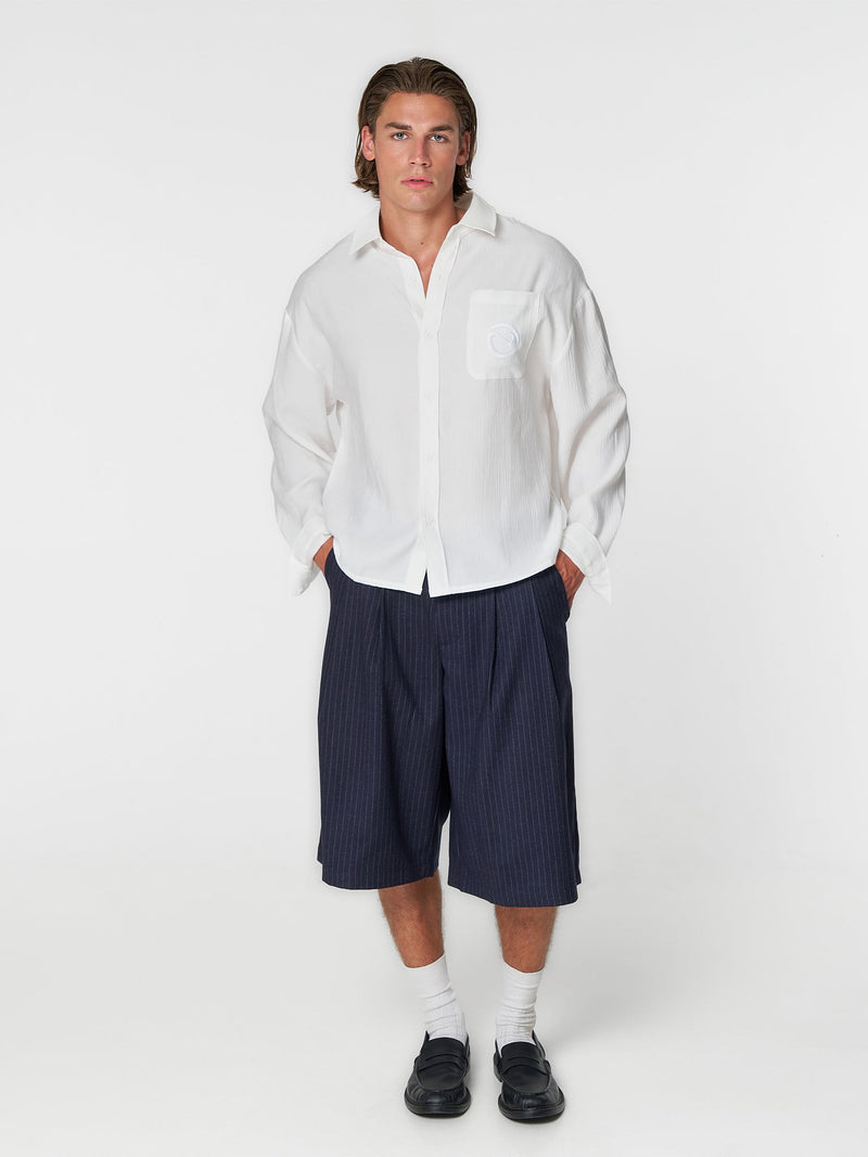 Pinstriped Suit Shorts Navy - ATTODE