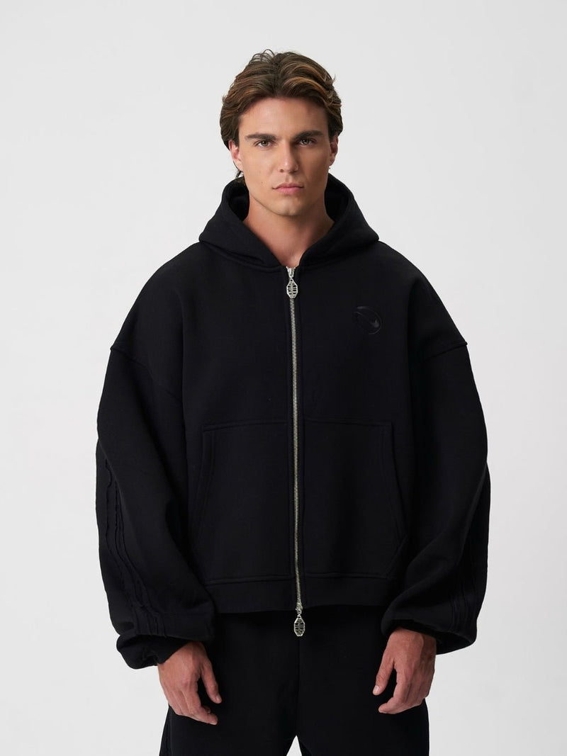 Rail Zip Hoodie Black - ATTODE
