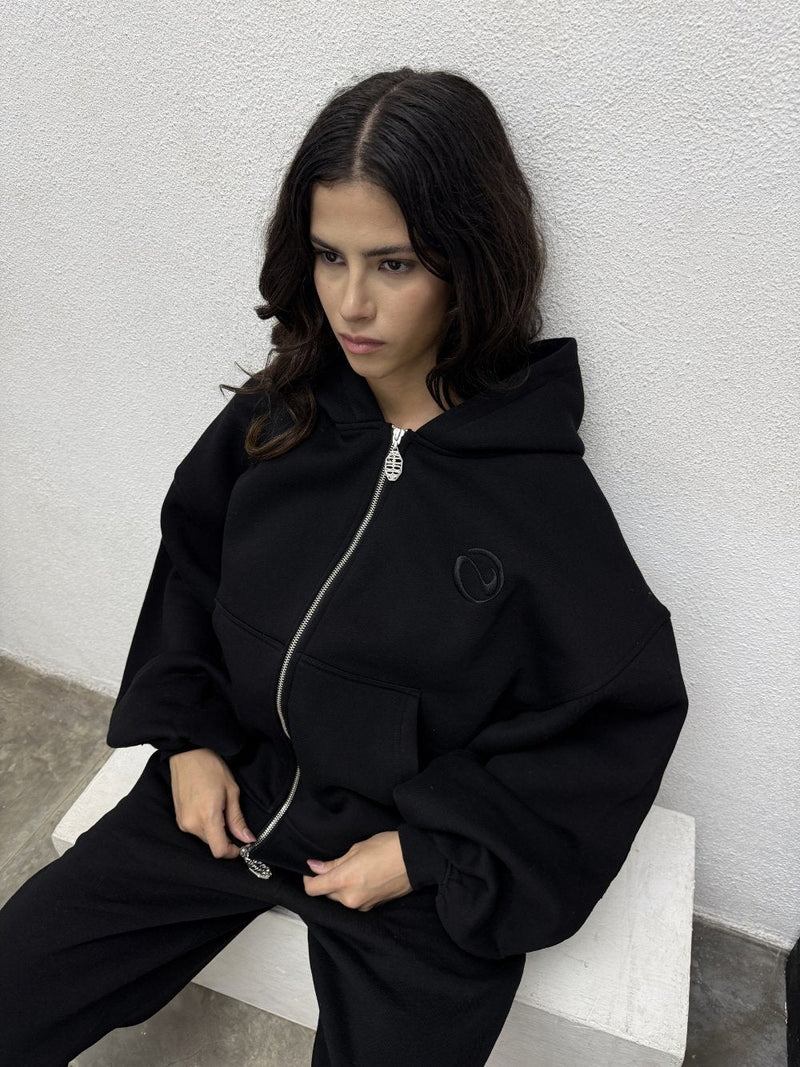 Rail Zip Hoodie Black - ATTODE