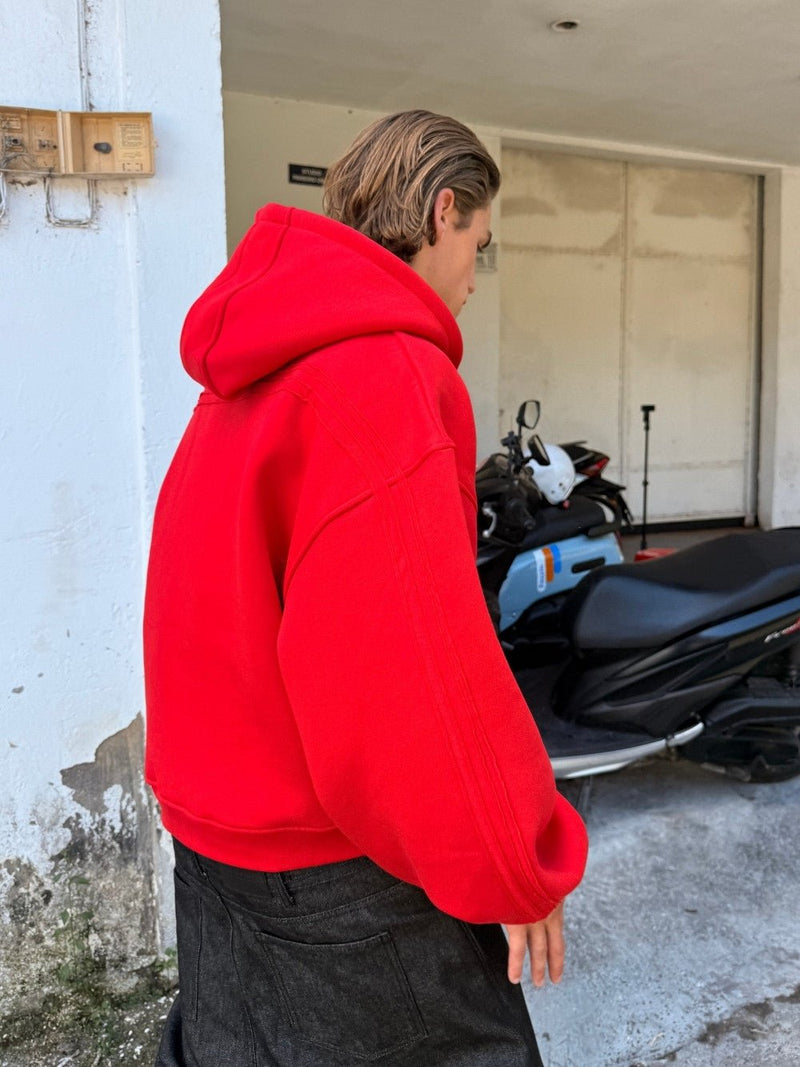 Rail Zip Hoodie Red - ATTODE