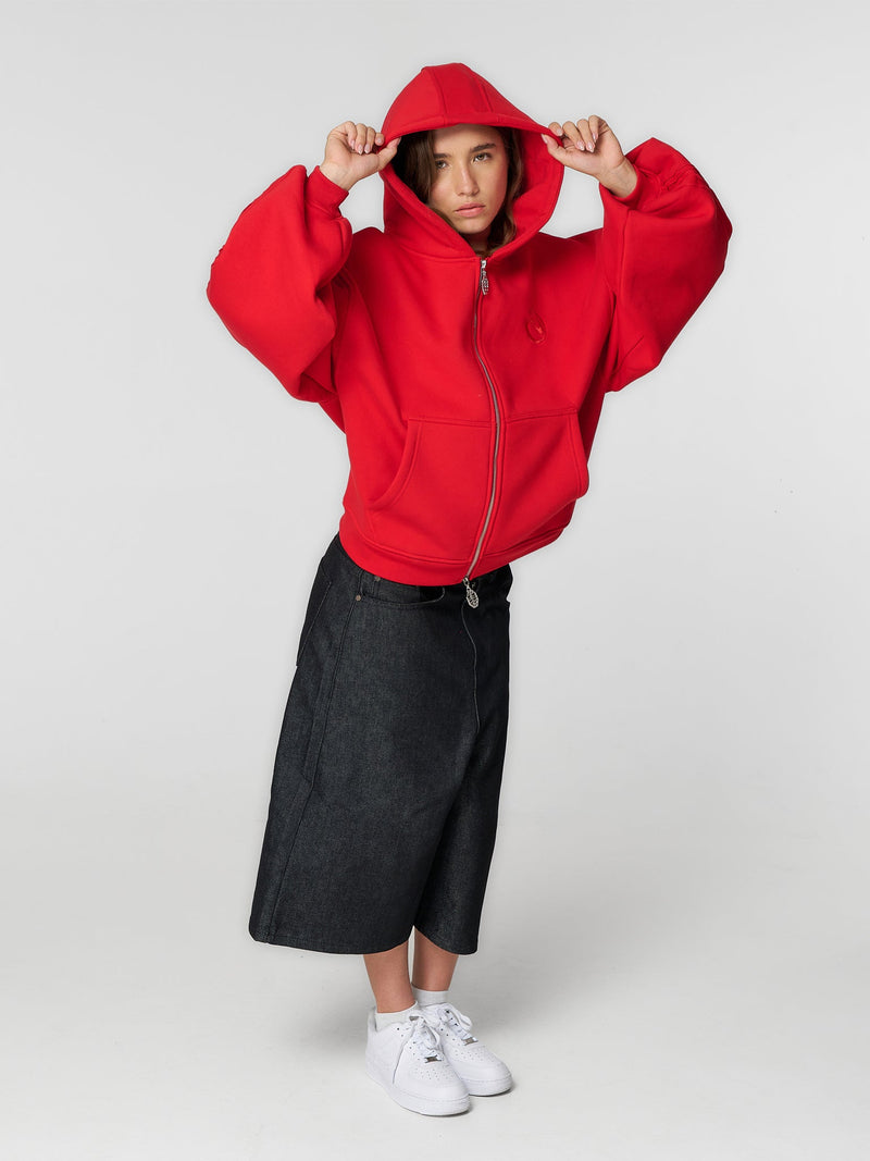 Rail Zip Hoodie Red - ATTODE