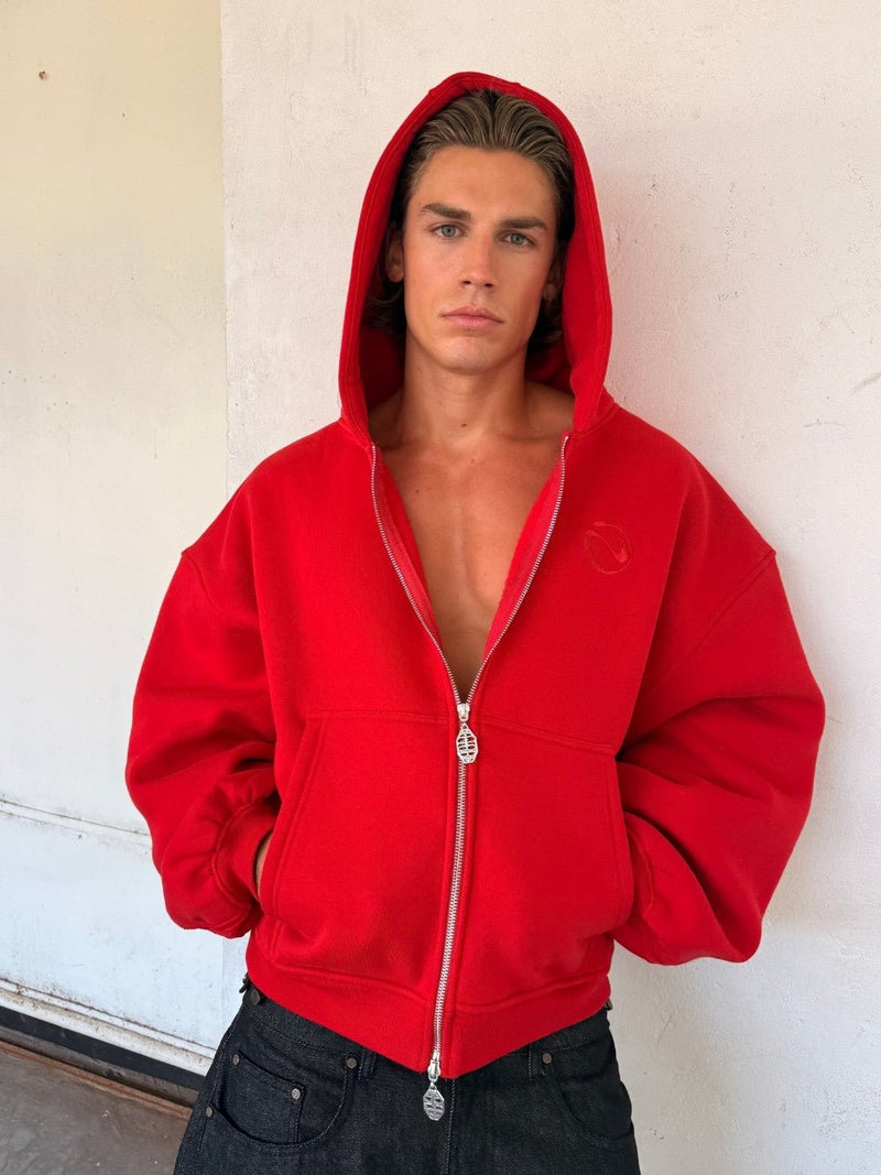 Rail Zip Hoodie Red - ATTODE