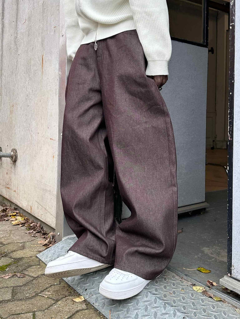Raw Denim Jeans Mahogany Brown - ATTODE