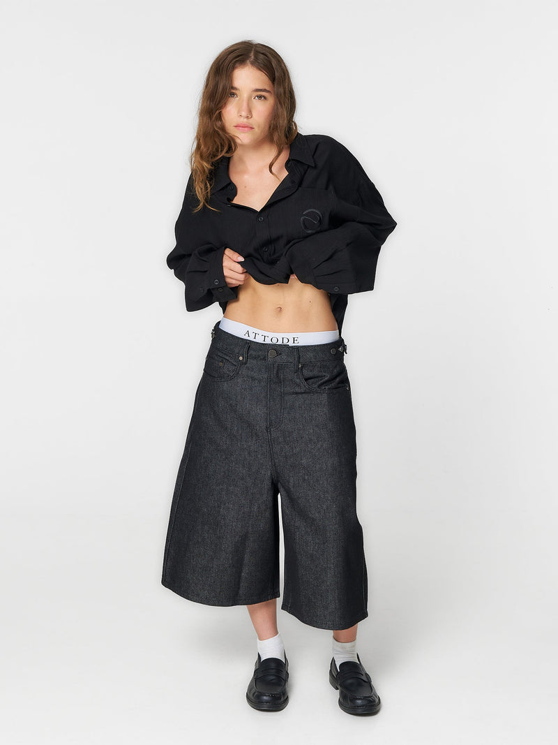 Raw Denim Shorts Charcoal - ATTODE