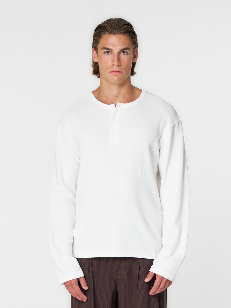 Waffle Henley L/S White - ATTODE