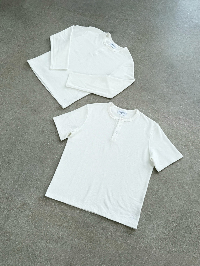Waffle Henley L/S White - ATTODE
