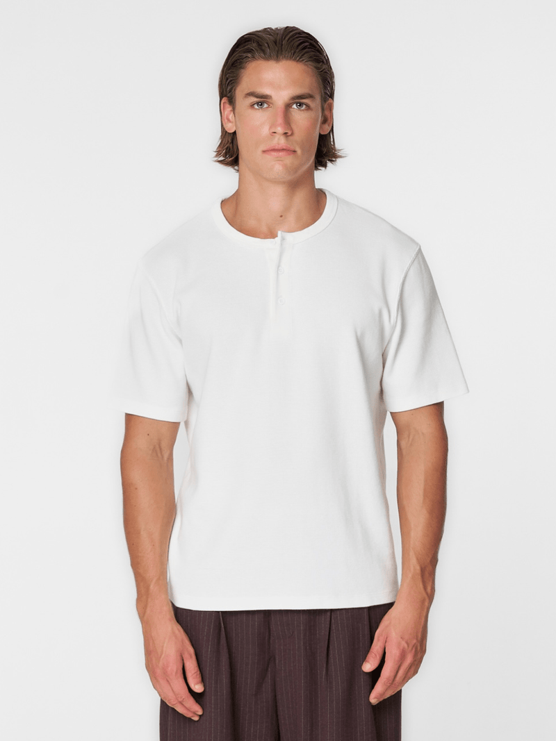 Waffle Henley S/S White - ATTODE