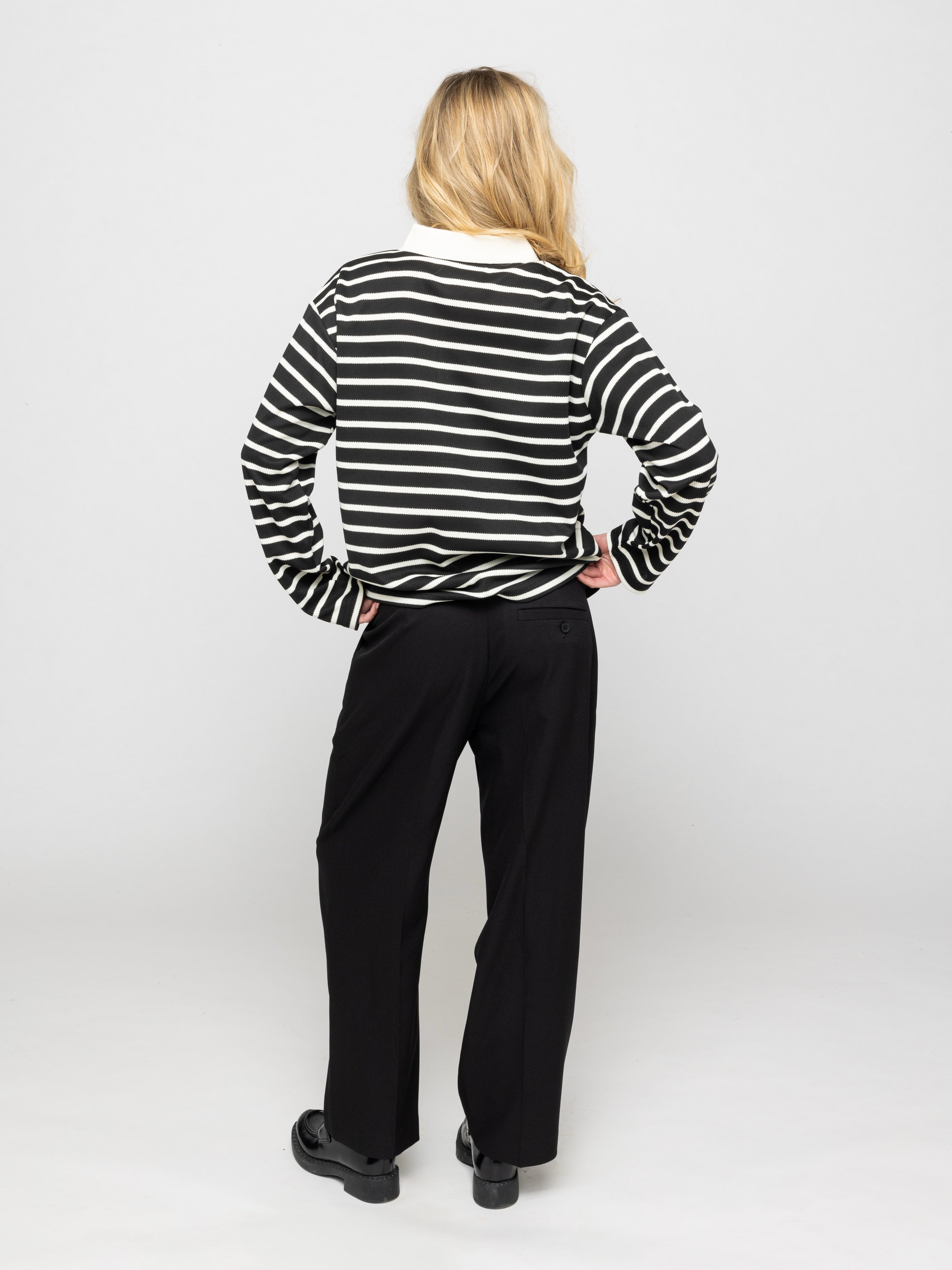 Wide Leg Pleated Suit Pants Black - ATTODE