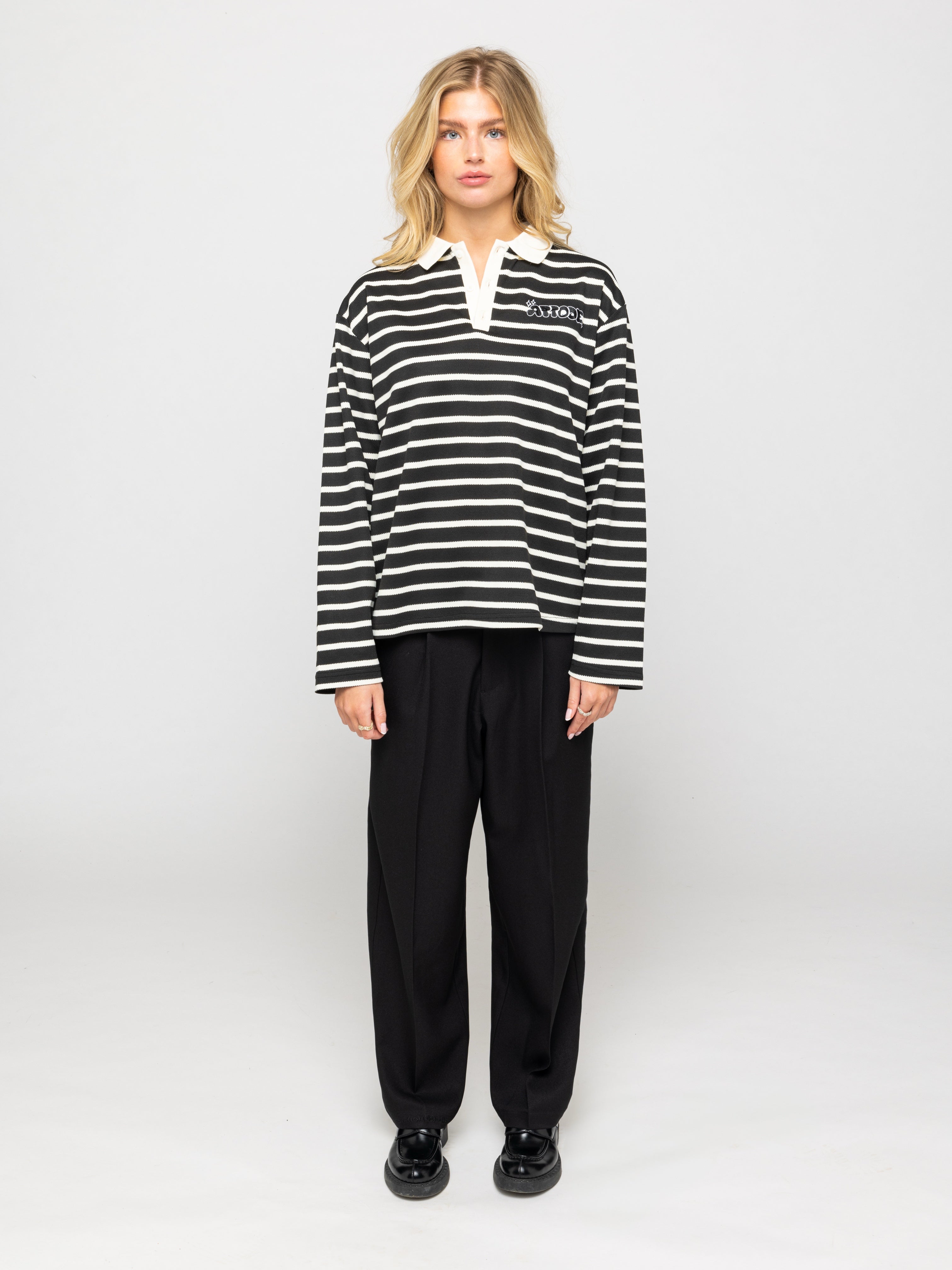 Wide Leg Pleated Suit Pants Black - ATTODE