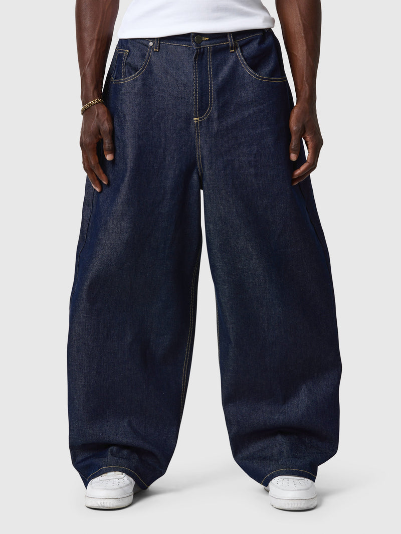 Wide Leg Raw Denim Jeans Indigo Blue - ATTODE