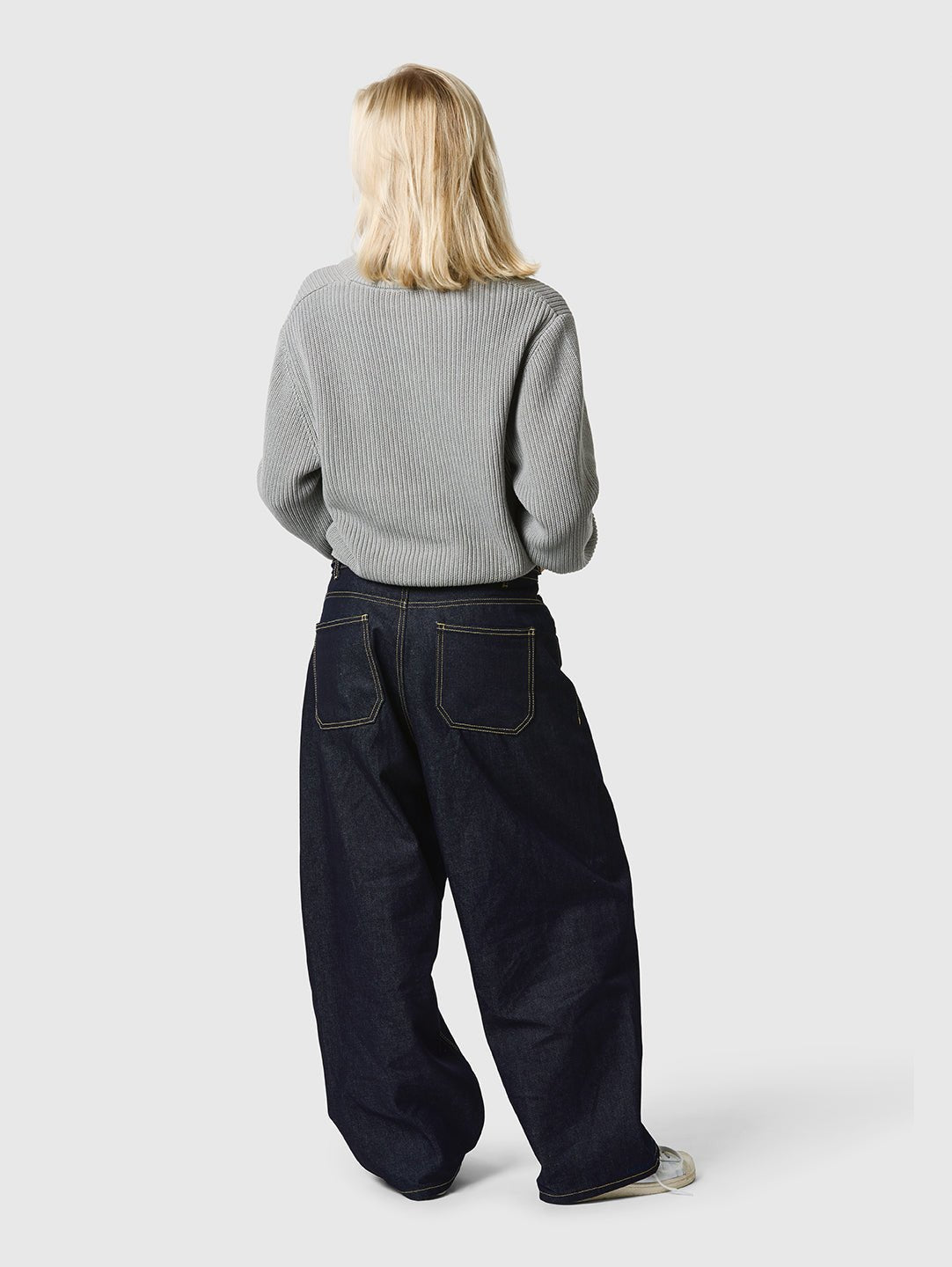 Wide Leg Raw Denim Jeans Indigo Blue - ATTODE