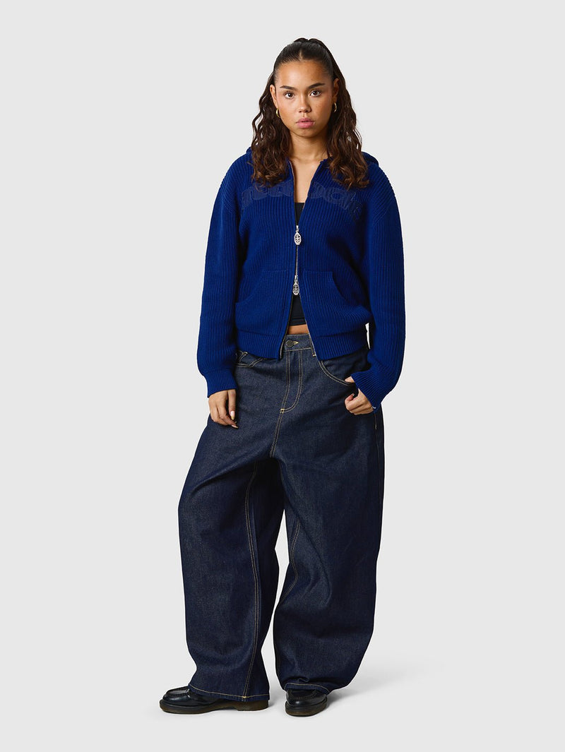 Wide Leg Raw Denim Jeans Navy - ATTODE