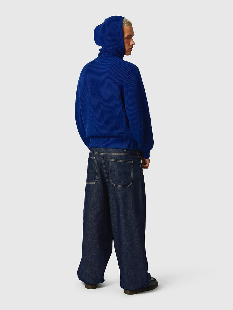 Wide Leg Raw Denim Jeans Navy - ATTODE