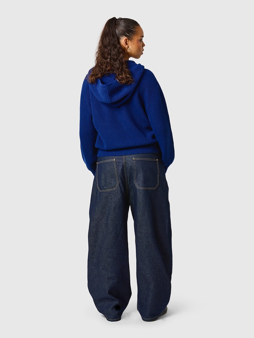 Wide Leg Raw Denim Jeans Navy - ATTODE