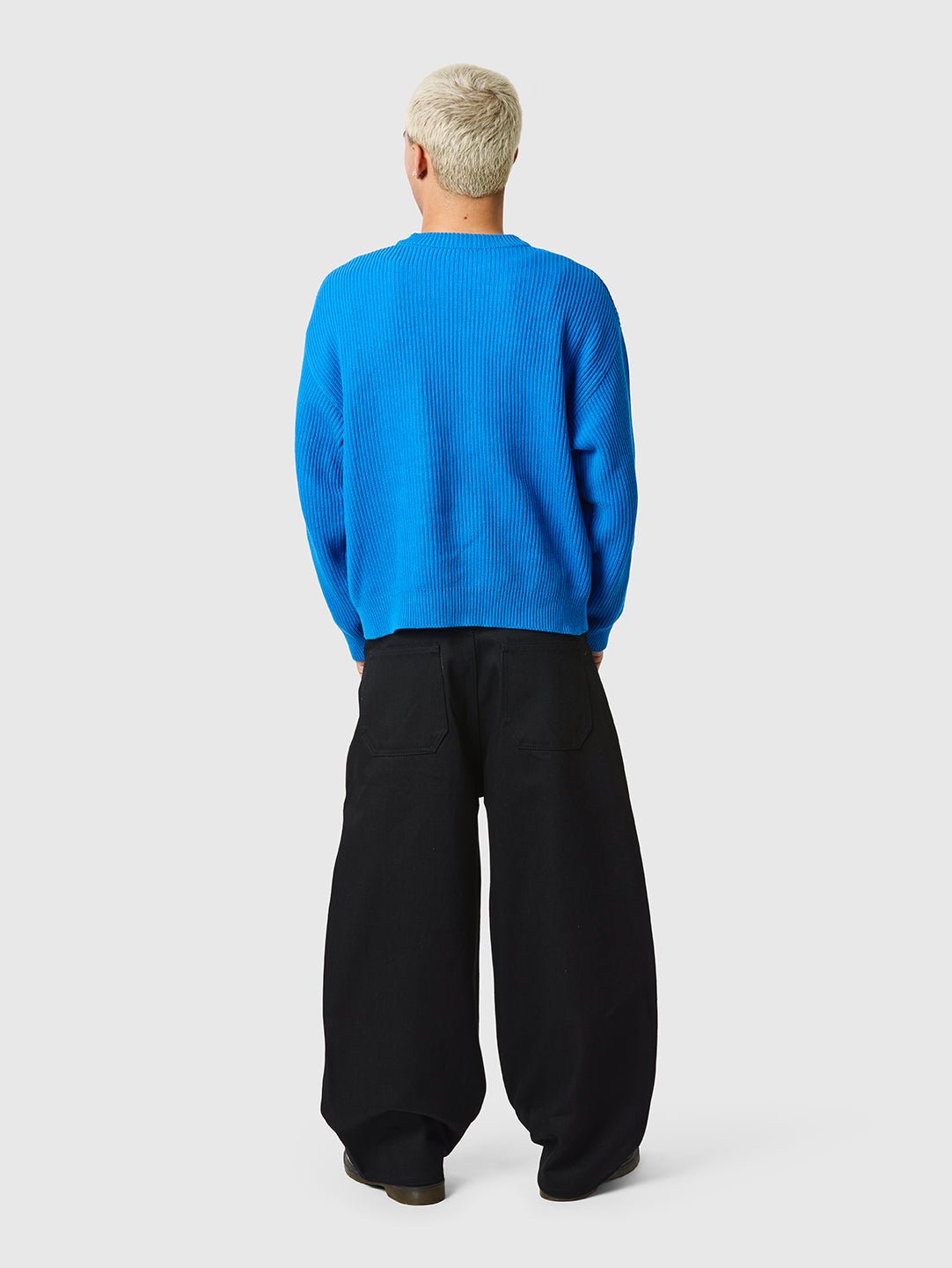 Wide Leg Raw Denim Jeans Solid Black - ATTODE