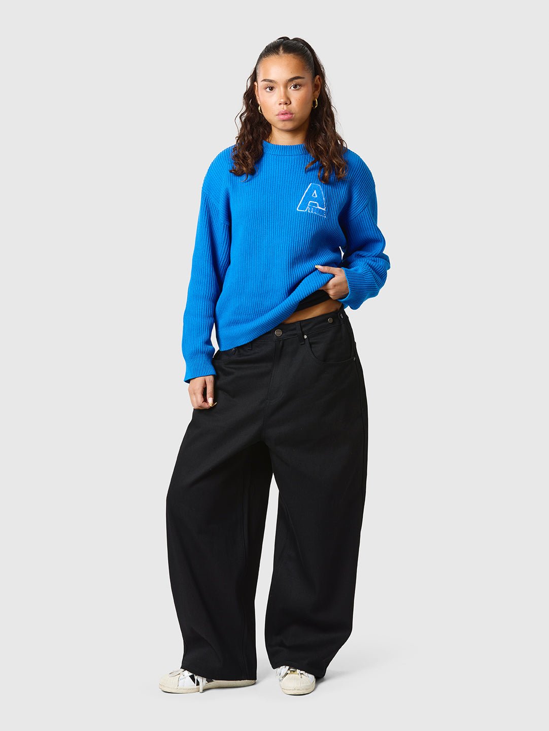 Wide Leg Raw Denim Jeans Solid Black - ATTODE