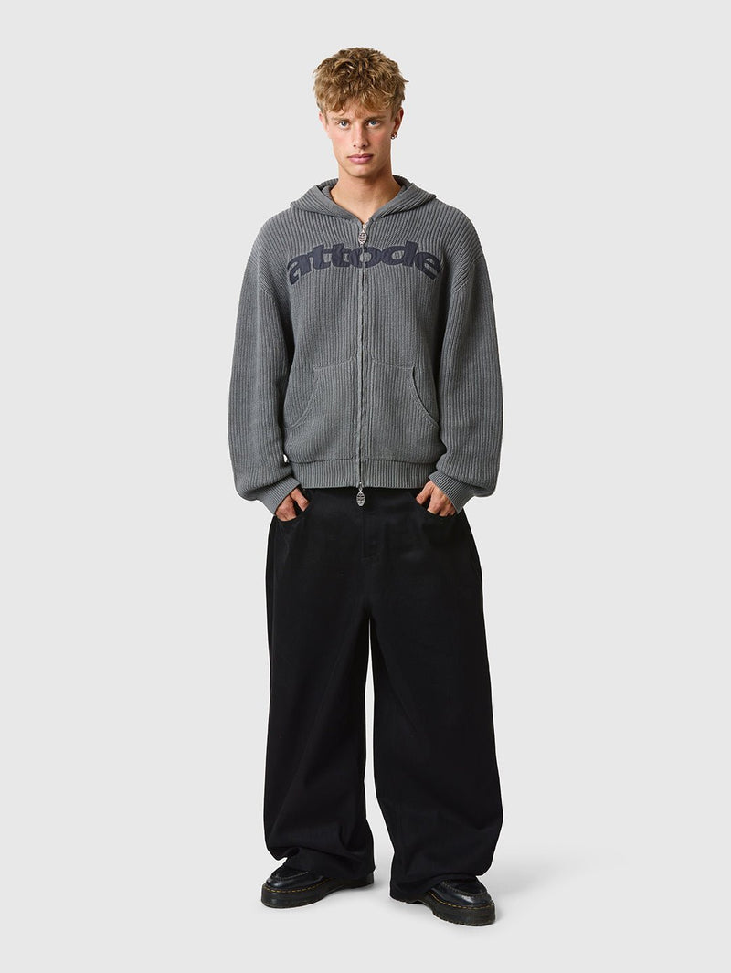 Zip Knit Hoodie Dark Grey - ATTODE
